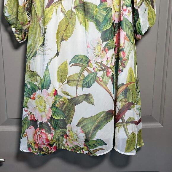 Adrianna Papell Floral Cold Shoulder Mini Dress Size 2 Spring Garden Party - Picture 6 of 11